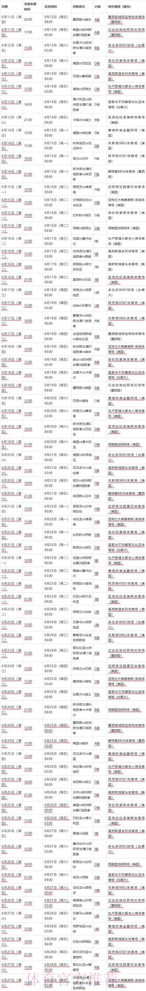 2026世界杯每日赛程中国时间完整安排官网入口 2026世界杯每日赛程中国时间完整安排官网入口